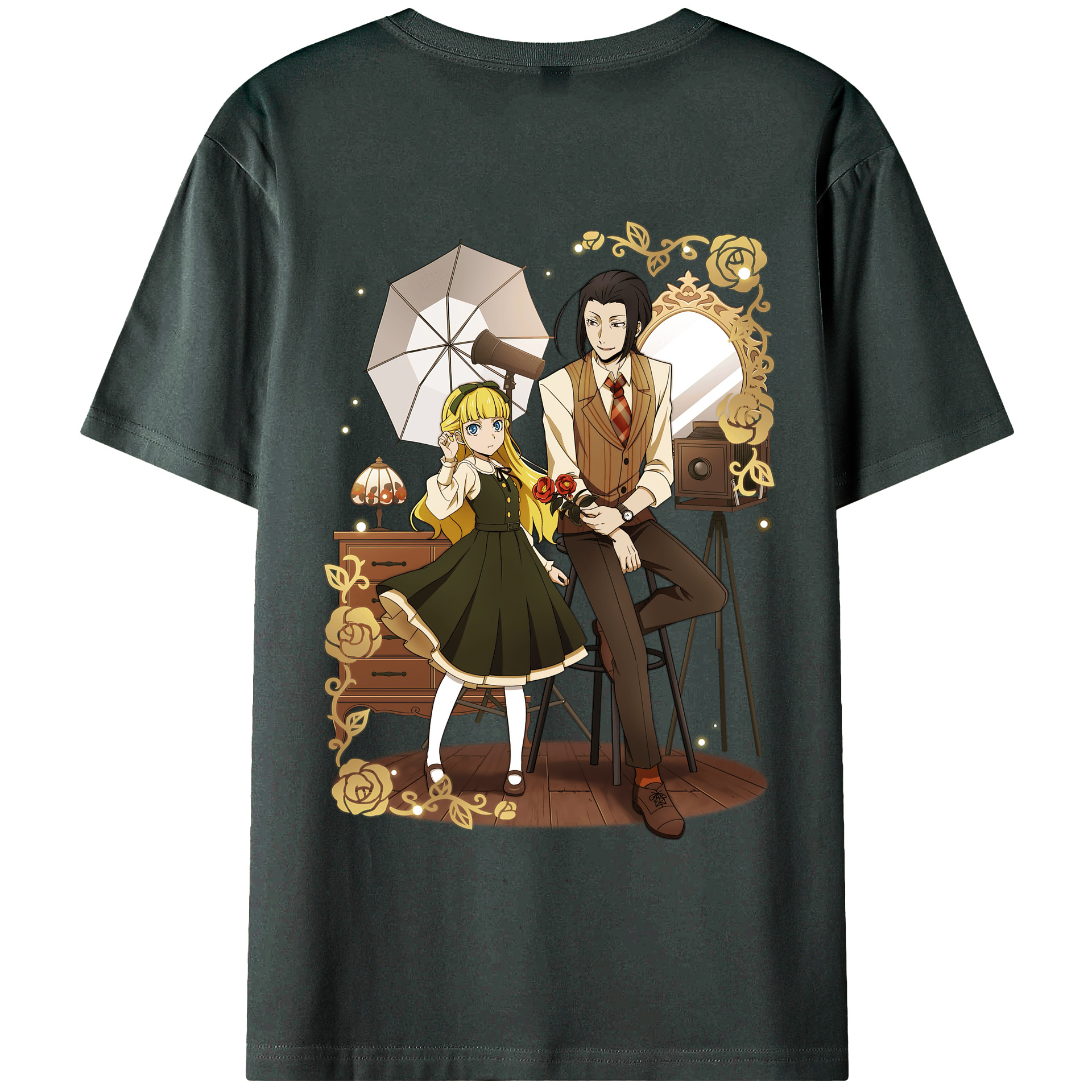 （画像用） 文豪ストレイドッグス Bungo Stray Dogs 綿100％ メンズ半袖Tシャツ（バックプリント） 通気性